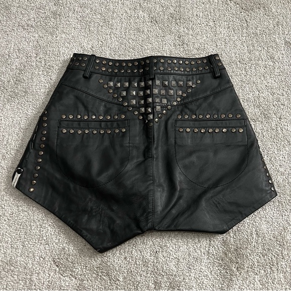 One Teaspoon Diamond Reflections Studded Black Leather Shorts - Picture 3 of 6